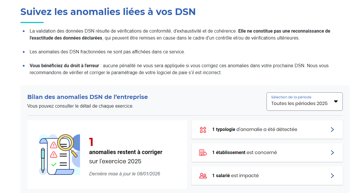 Suivez les anomalies DSN